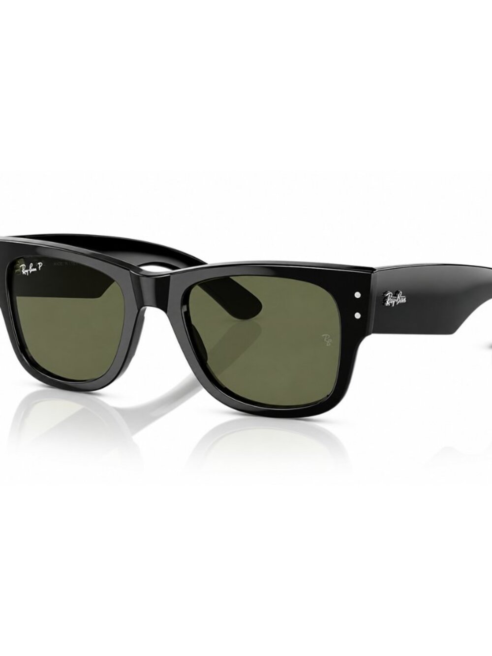 NEW RAY-BAN RB0840S Polished Black Square Green Lens 51-21